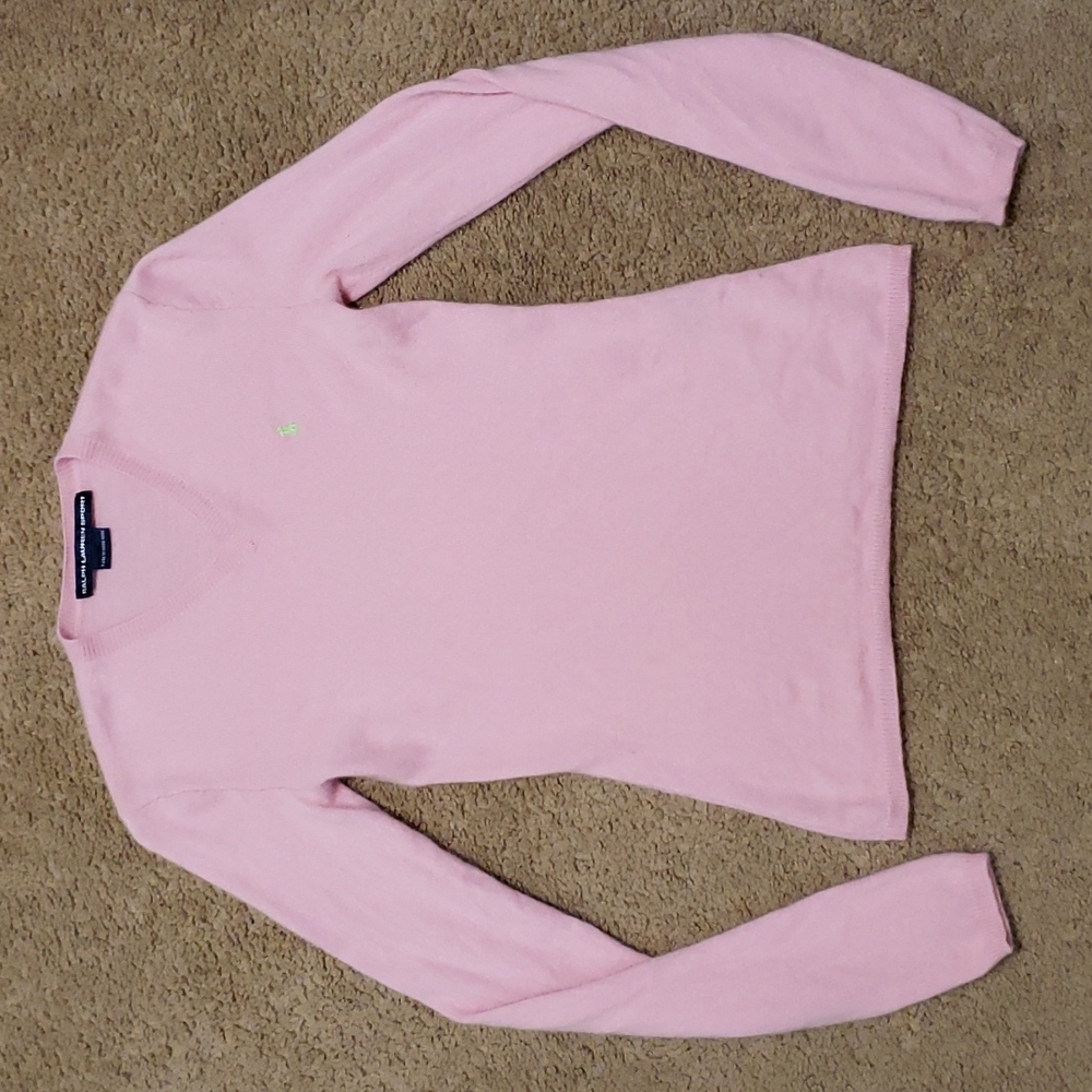 Ralph Lauren Sport Pink Longsleeve Cashmere Sweater tag says S fit is XS Women's